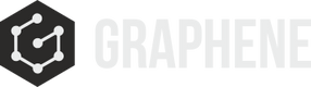 Logo cu un hexagon negru cu o structură moleculară albă în interior, care seamănă cu grafenul. Cuvântul „GRAFEN” este scris cu text aldin, alb în dreapta hexagonului.