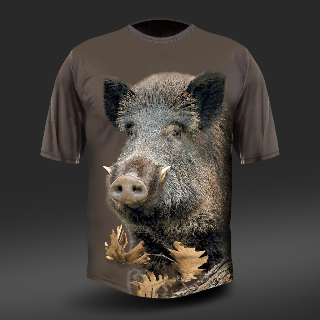 Tricou Vanatoare din Bumbac Porc Salbatic DGT -  Maneca Scurta